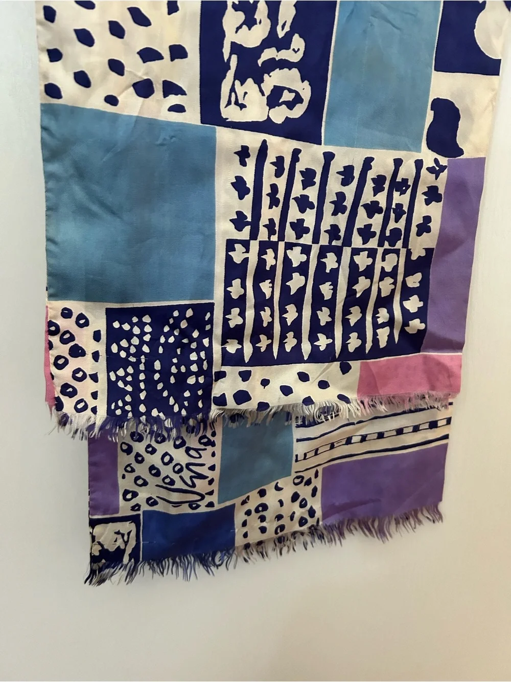 Vintage silk patchwork print scarf